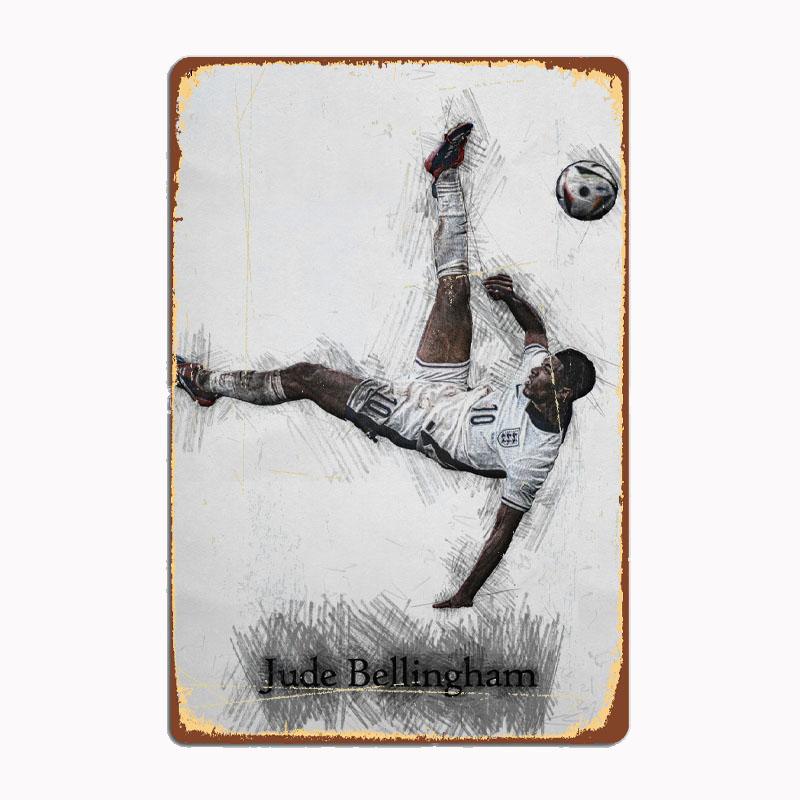 Jude Bellingham Football Sport Player Posters Metal Print Sign Poster Garage Room Cinema Living Custom Tin Vintage Home Decor