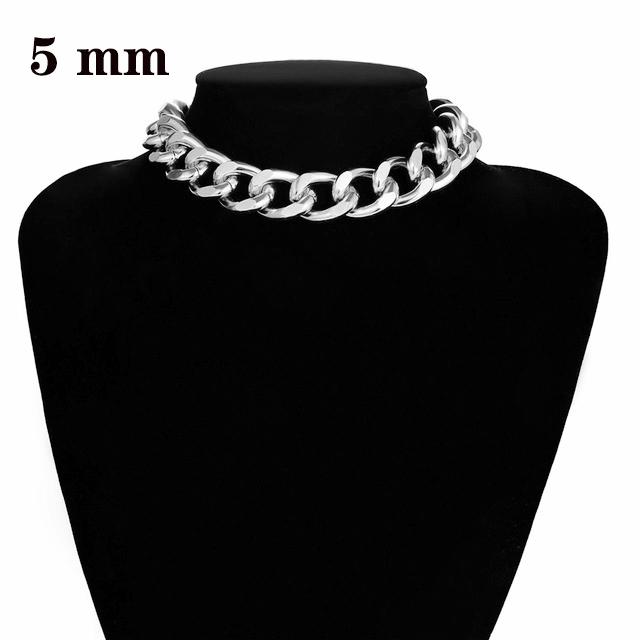 Punk Miami Cuban Choker Necklace Collar Statement Hip Hop Big Chunky Aluminum Gold Color Thick Chain Necklace Women Zircon
