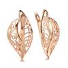 585 rose gold earrings, cold wind simple hollow carved leaf women's earrings