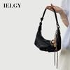 Ladies Underarm Bag All-Match Lazy Style Black Portable Croissant Bag