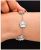 Women Flower Charms Bracelet 18K Gold Plated, Stainless Steel Lucky Flower Link Wrist Jewelry Birthday Gift