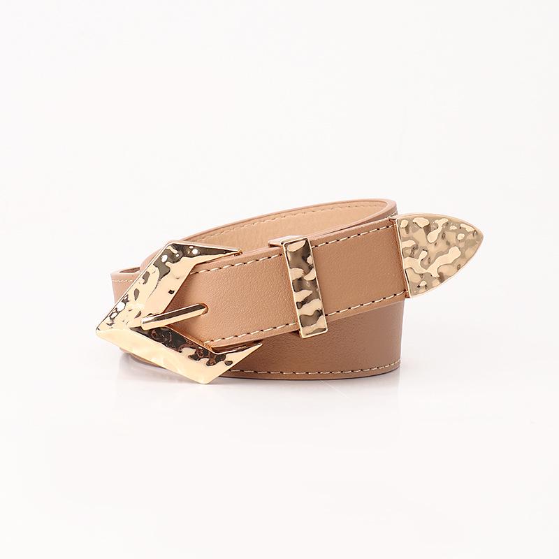 Retro Women's Leather Belt with Trendy Alloy Buckle - Perfect for Jeans and Dresses