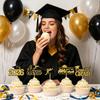 Abschlusskuchen-Topper 2026 Abschlussfeier-Dekorationen Diplomhut Dessert-Spieße Set mit 6 Stück Abschluss-Schilder für die Feier