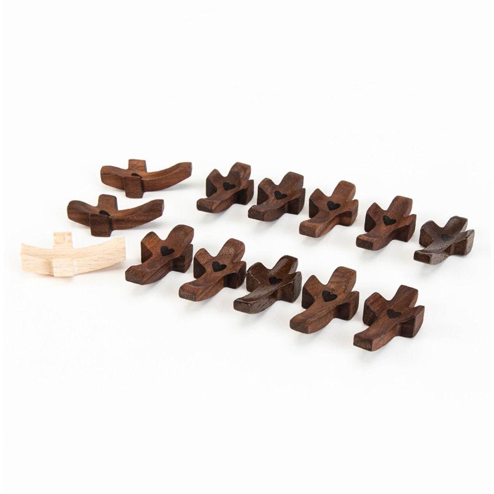 3pcs Black Walnut Wood Handheld Cross Palm Size Hand Painted Cross Christian Gift Comfort Holding Cross Crafts Ornament