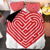 Love Duvet Cover Set Heart Shaped Pattern Romantic Theme Comforter Cover with Pillowcases for Girls Women King Queen Full Size