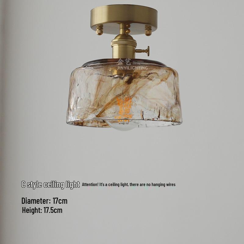 Retro Brass & Glass Bedside Lamp - Single Head Chandelier for Bedroom, Restaurant, Bar, or Store Entry.