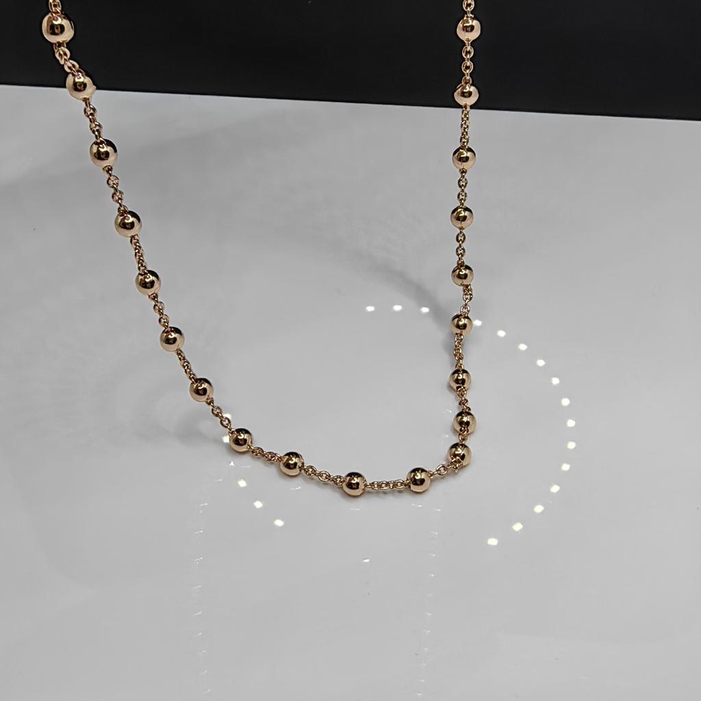 Exquisite Rose Gold Color Bracelet Necklace for Women Men Round Bead Chain Girl