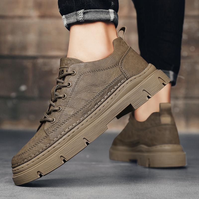 2025 Men's Autumn Leather Low-Top Martin Boots - Soft Sole Casual Workwear Shoes.