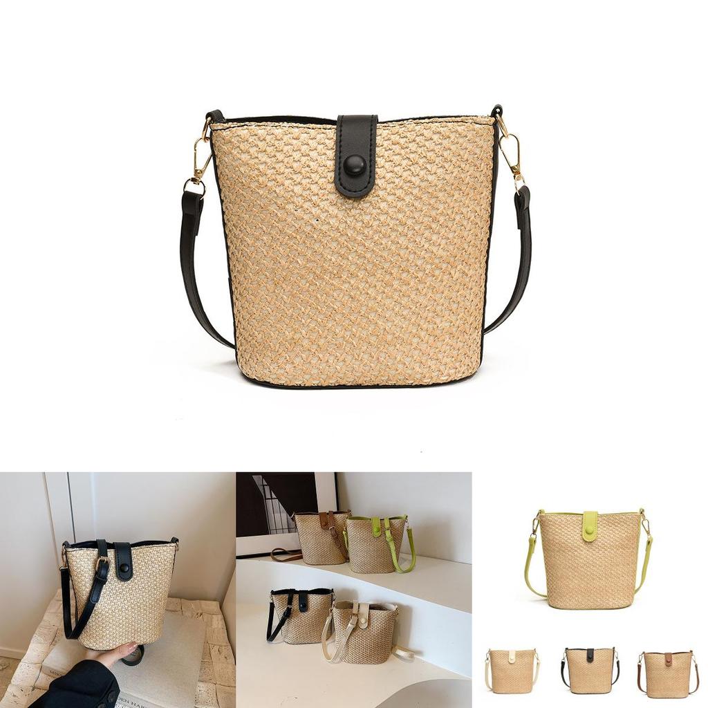 Elegant Pvc Bucket Bag 2024 Trendy Woven Design National Style Crossbody