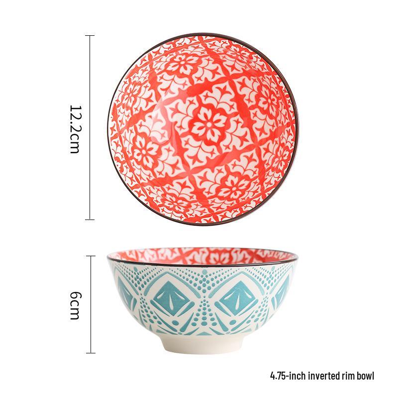 Bohemian Ceramic Rice & Salad Bowl - 2022 Creative Underglaze Design