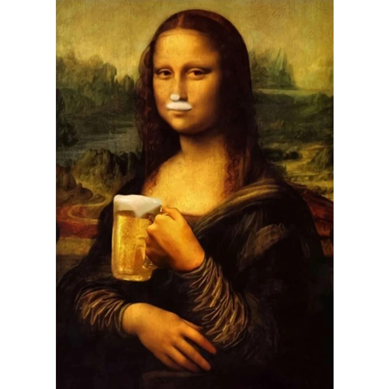 Nordic Funny Mona Lisa with Cat Bubble Poster Prints Canvas Paintings Bar Hotel Decorative Painting Mural Living Room Decor