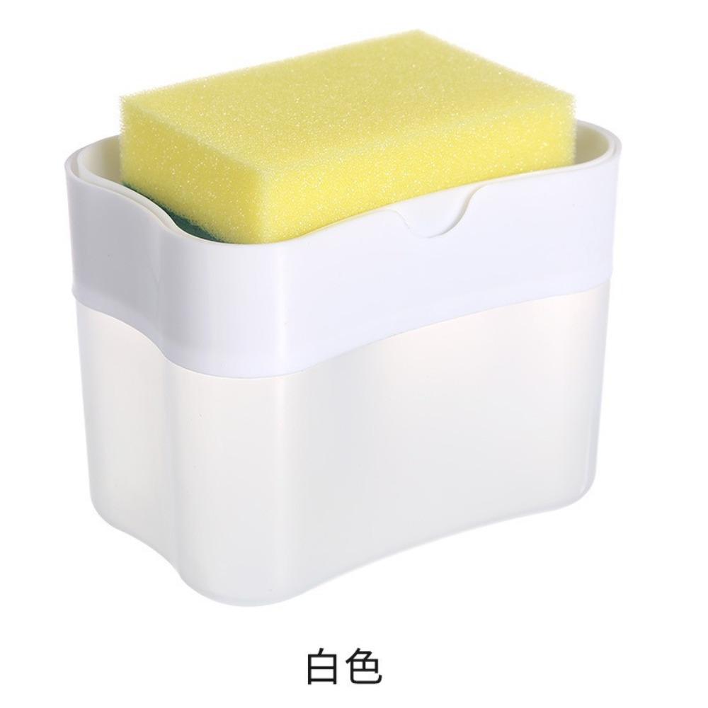 Press Soap Dispenser Box Scrubbing Liquid Container Kitchen Bathroom Automatic Detergent Foam Delivery Box with Sponge Holder