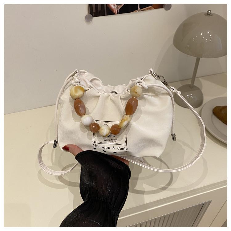 Foreign Style Women's Bag 2025 New Trend Versatile Fashion Beaded Handbag Casual Foreign Style Texture Messenger Bag Beauty