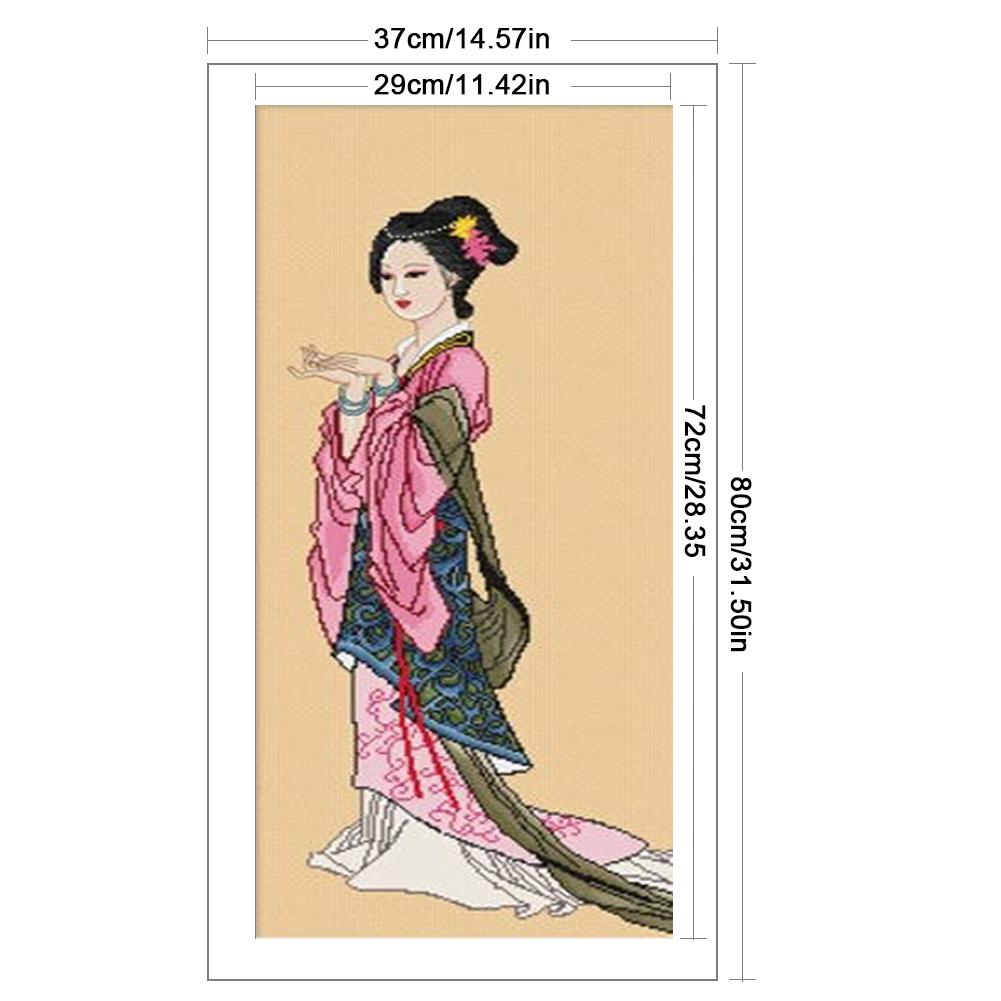 Pełen Haft Bawełna Ekologiczna Nić 11CT Drukowany Zestaw do Haftu Krzyżykowego Dziewczynka 37x80cm