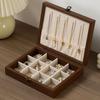 Walnut Wood Glass Lid Velvet Lined Velvet Interior Necklace Hanging Panel  Bracelets Storage