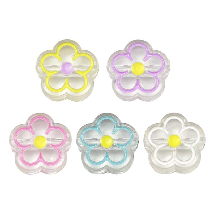 DIY Colorful Acrylic Spacer Bead Clear Flower Pendant Bead Jewelry Tool Necklace