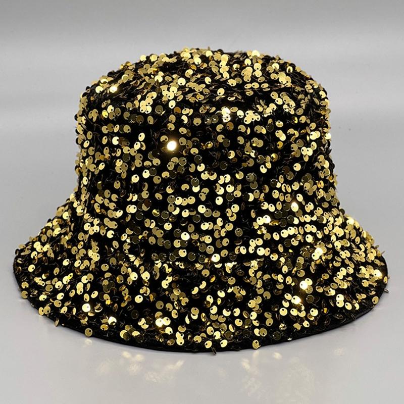 for Dazzle Color Sequins Bucket Hat Multi-Color All-match Wide Brim Bucket Hat Cool Summer Breathable Fisherman Cap Unis