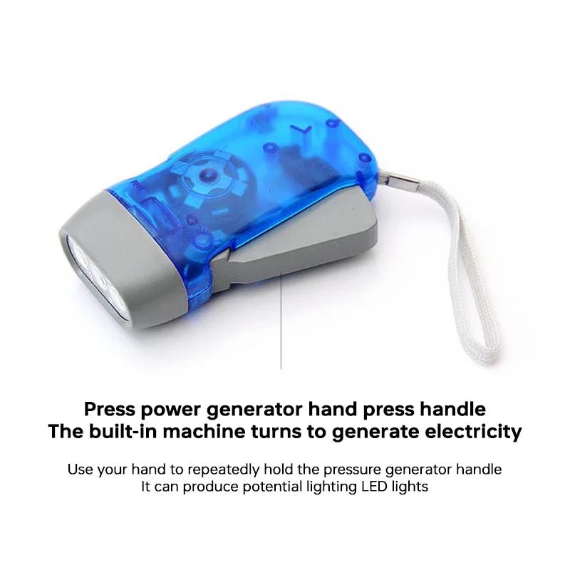 New 3 LED Hand Pressing Dynamo Crank Power Wind Up Flashlight Torch Light Hand Press Crank Camping Lamp Light