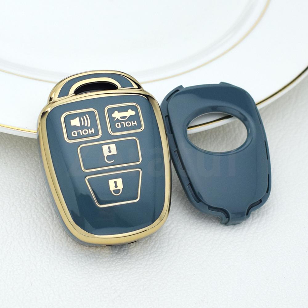 Fashion Tpu Silver Edge Car Key Shell Case Fob Cover For Toyota Rav4 Hiace Land Cruiser Aqua Ractis Corolla Vitz Accessories