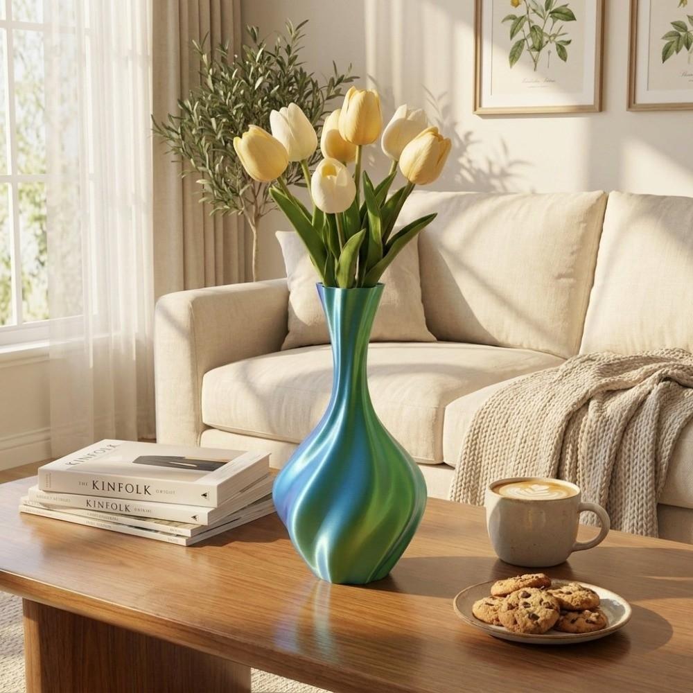 Gradient Color Modern Twisted Flower Bottle Decorative Flowerpot Home Desktop Decorations