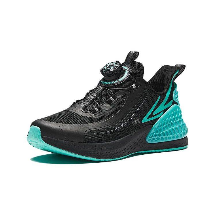 Anta Kids Knob Shock Absorbing Wear Resistant Breathable Low Top Running Shoes Kids Running Shoes Black Green A312425519-2