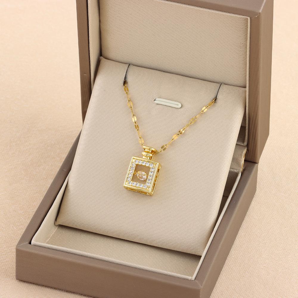 Douyin live stream beating heart smart perfume bottle titanium steel necklace women's stainless steel collarbone chain