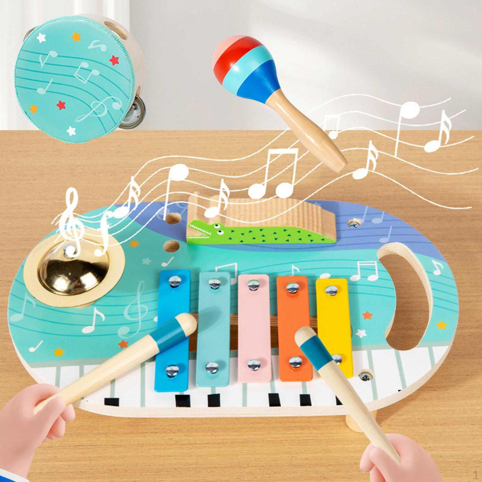 

Детский набор музыкальных инструментов Бубен Сенсорные игрушки Раннее обучение Деревянная перкуссия