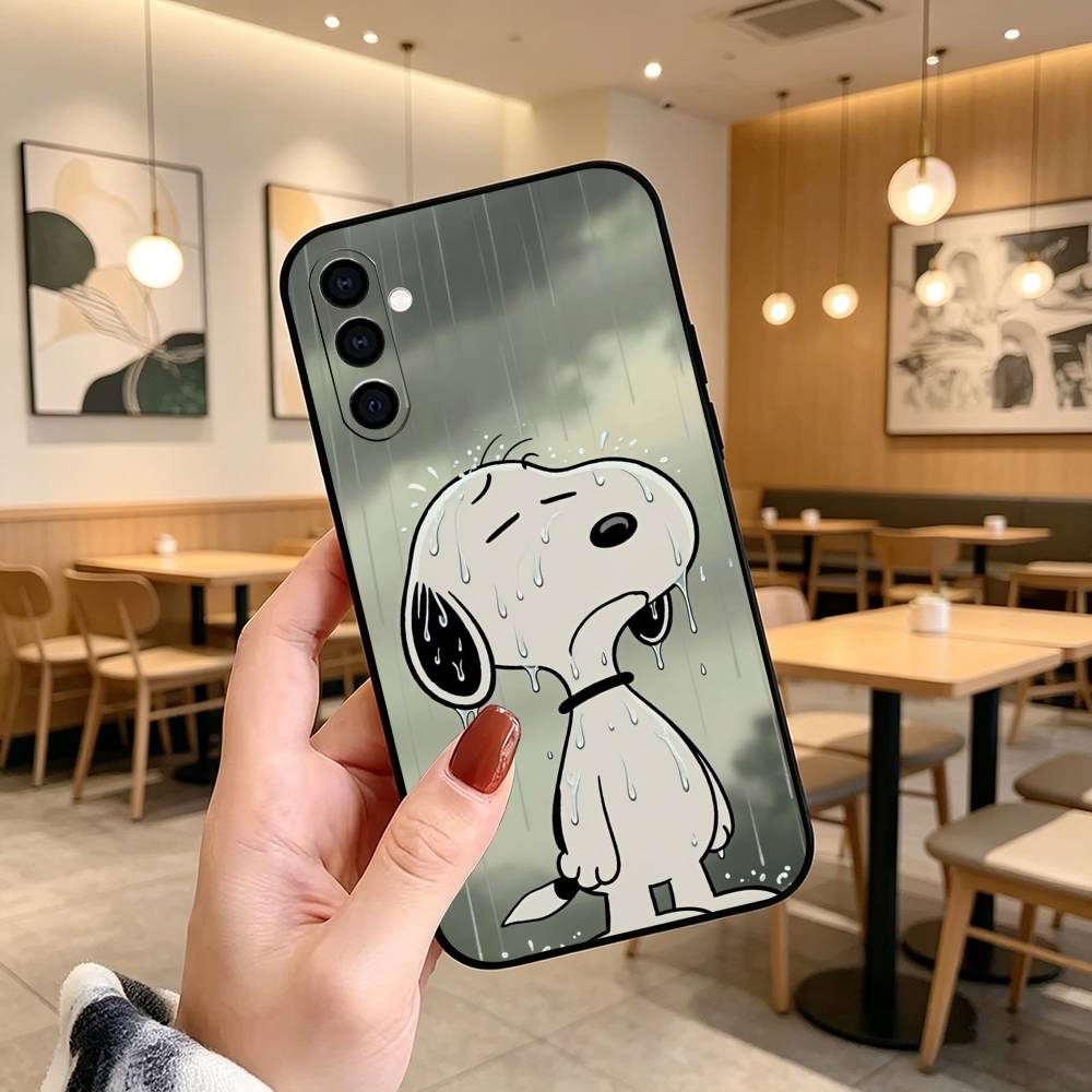 Cartoon T-S-noopy-PC  Phone Case Black Silicone Soft For Samsung Galaxy A73,A72,A71,A70,A53,A52,A51