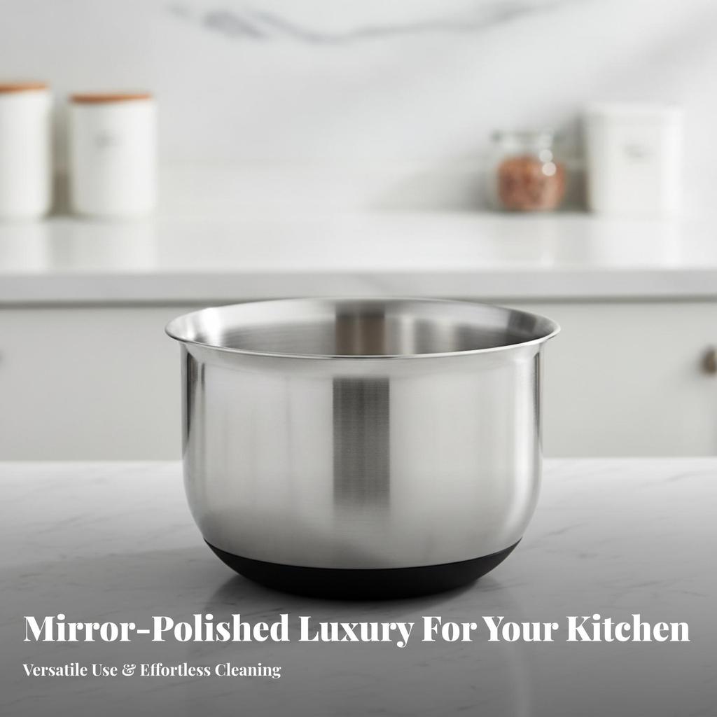 Stainless Steel Mixing Bowl Rust-Resistant Deep Safe for Bakers