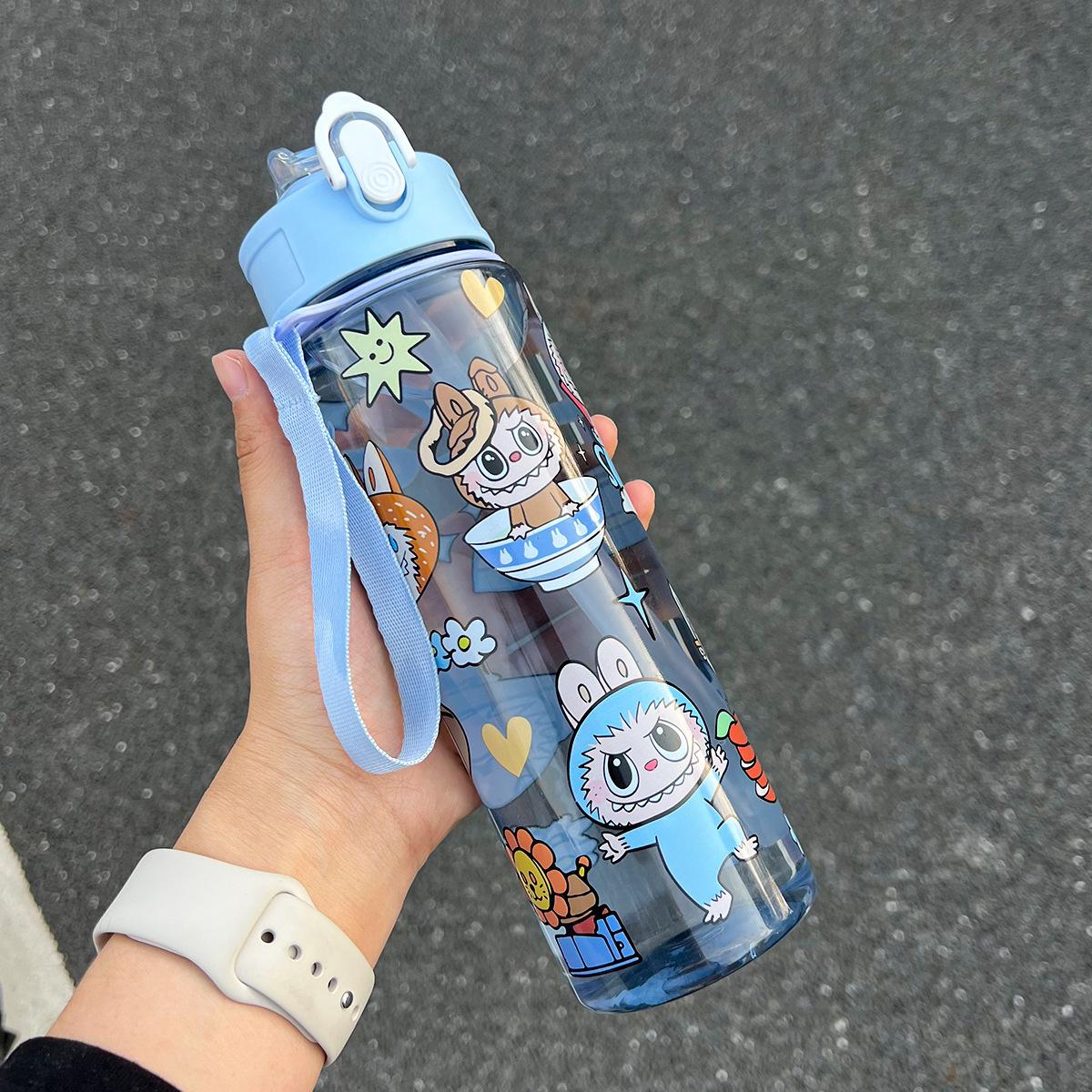 

Милый детский стаканчик с трубочкой, высокоценный студенческий стакан для воды с веревочкой 750ml