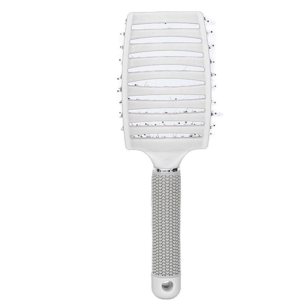 Soft Bristle Detangling Hair Brush Curved Design Anti Frizz Hair Comb For Curly Wavy Straight Hair