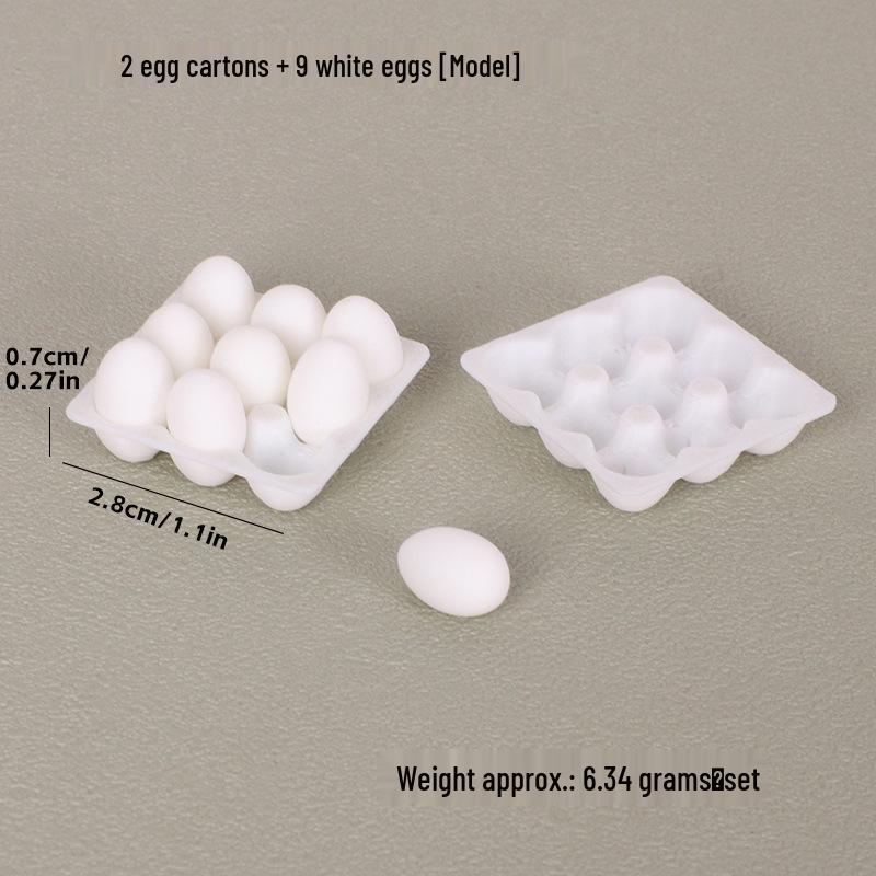 11-Piece Miniature Dollhouse Kitchen Food Set with Tray and Mini Eggs