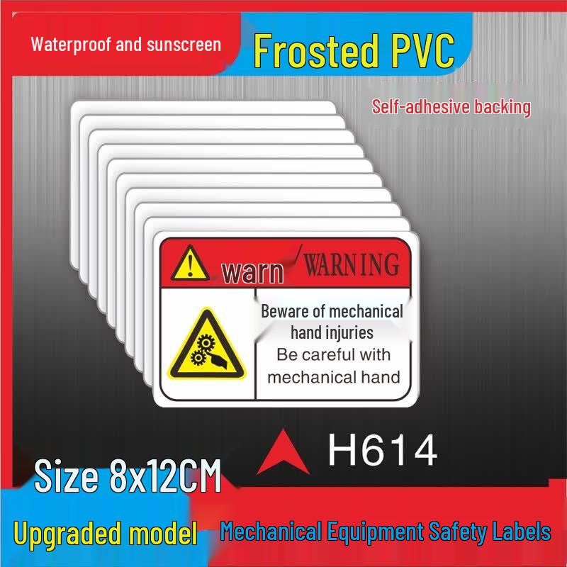 Industrial Safety Warning Labels - Machine Hand Injury