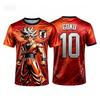 2026 Summer New Adult Men's Dragon Ball Goku 3D Printed Football Jersey T-Shirt Kids Anime T-Shirt Special Football Jersey NO.10