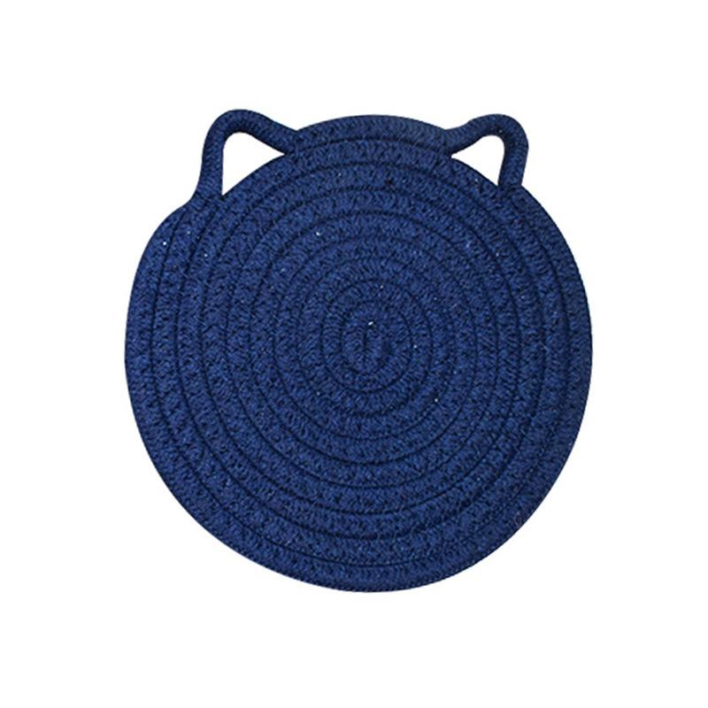 

Подставки под стаканы «кошачьи ушки» 18 см, нескользящие изоляционные накладки, креативные подставки, симпатичный дизайн, термостойкие подвесные коврики для стола, кухонные принадлежности темно-синий