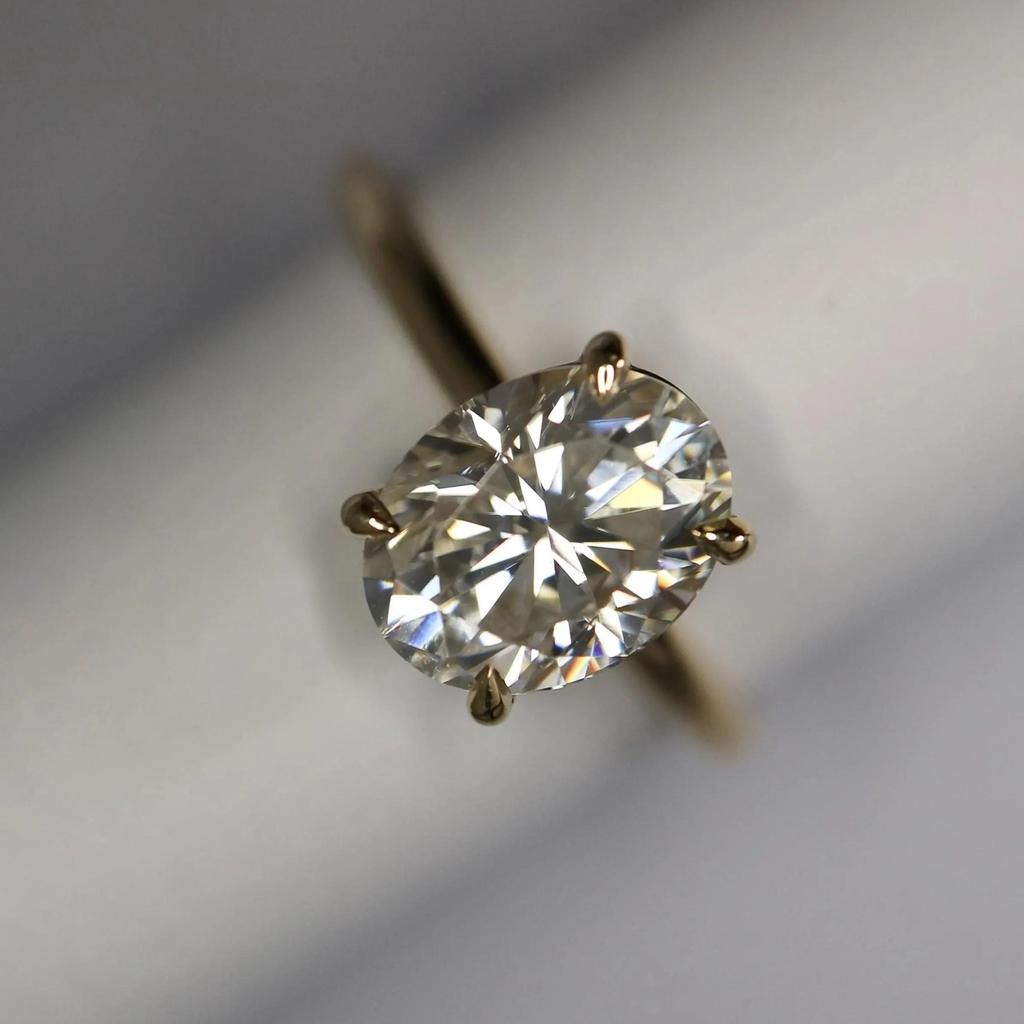2ct Oval Cubic Zirconia Engagement Ring: Yellow Gold Plated Wedding Proposal Ring: Art Deco Solitaire Bridal jewelry gift for her
