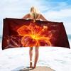 Valentines' Day Beach Towel,Microfiber Pink Fire Bath Towel Oversized,Water Absorbent Towels for Bathroom,Love Heart Bath Towels