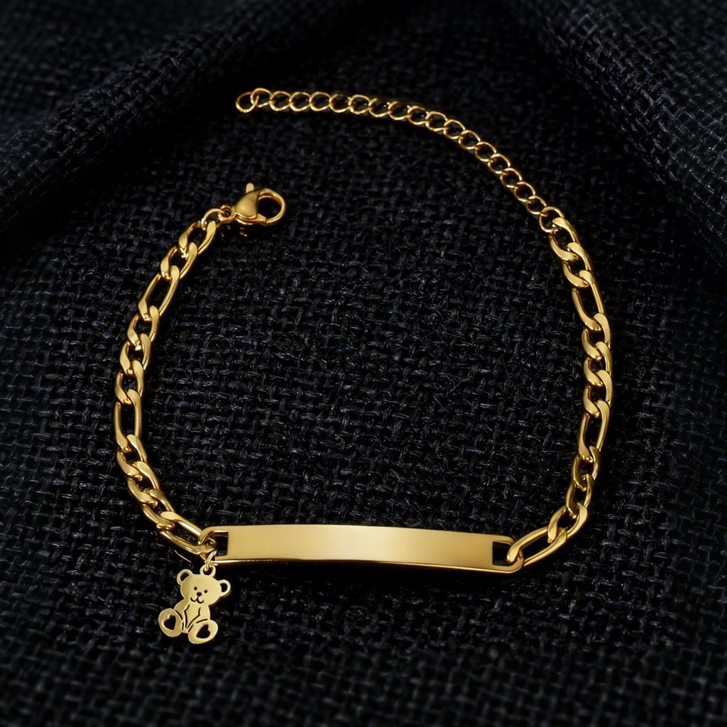 Atoztide Engrave Name Bracelet For Women Mother Kids Stainless Steel Jewelry Heart Adjustable Figaro Chain Personalized Gift