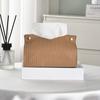Tissue Box PU Leather Tissue Holder Smooth Dispensing Decorative Paper Towel Case Simple Style Organizer for Home Office Desktop