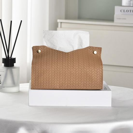 Tissue Box PU Leather Tissue Holder Smooth Dispensing Decorative Paper Towel Case Simple Style Organizer for Home Office Desktop