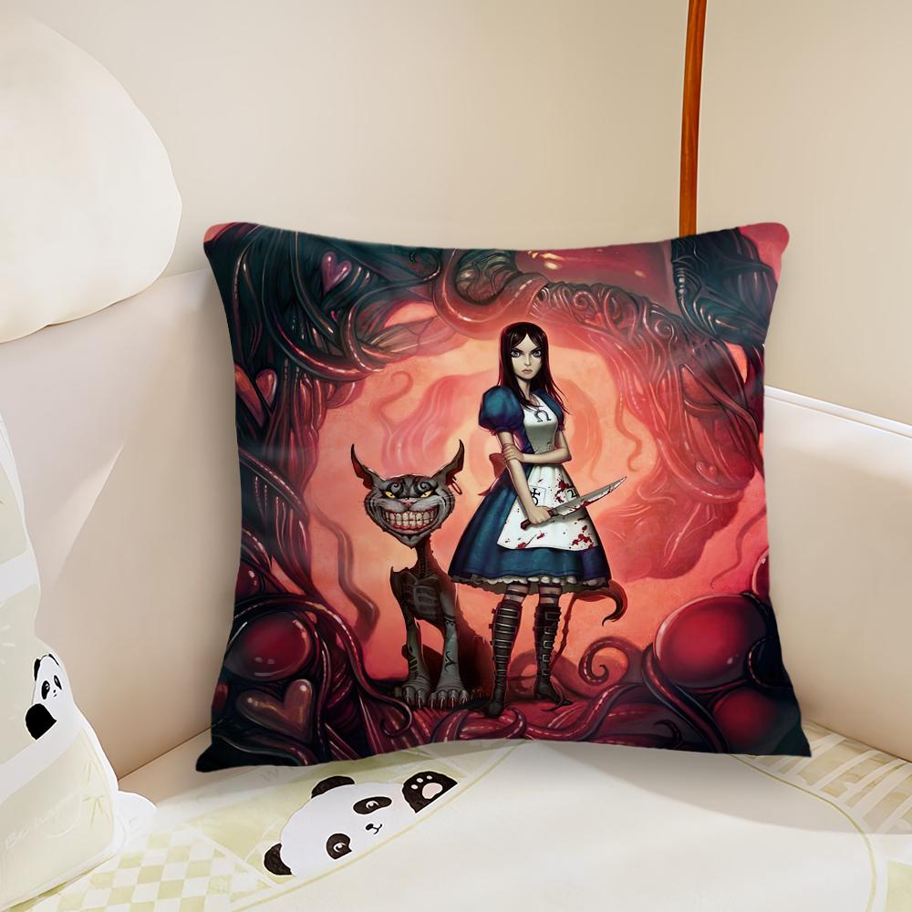 AAlice MMadness Returns Cushion Cover Pillow Case Plush Fabric Soft Double Sided Print Sofa Cushion Cover Throw Pillow Covers