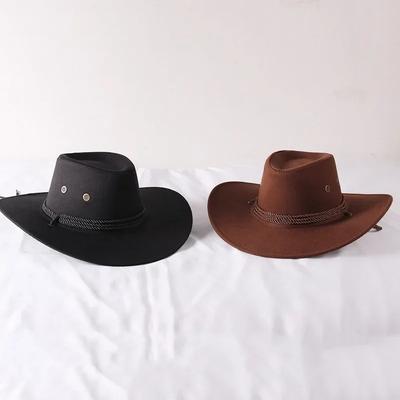 Vintage Westernový Kovbojský Klobouk Jednobarevný Klobouk Kbelíkový Klobouk se Širokou Krempou Jazzový Klobouk Venkovní Ochrana před Sluncem pro Turistiku Kempování Jízdu Kovbojský Klobouk