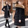 Down Jacket Women's Medium and Long New Slim-fit Fur Collar Warm Duck Down Thickened Jacket Winter
