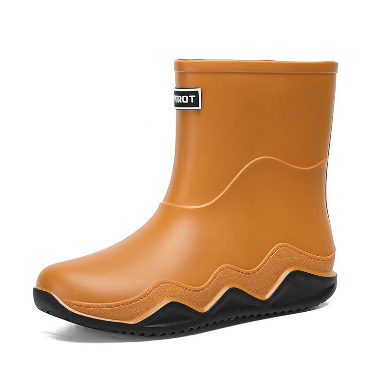 

Rain shoes medium tube men s non-slip waterproof shoes fashionable outdoor high-top water boots warm short tube rubber shoes fashionable men 44