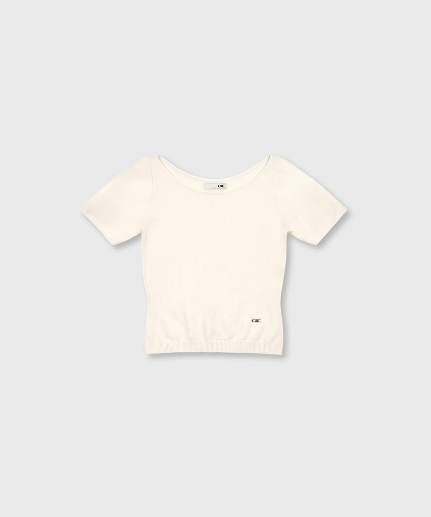 OIOI COLLECTION New Normal Boat Neck Short Sleeve Knit Ivory
