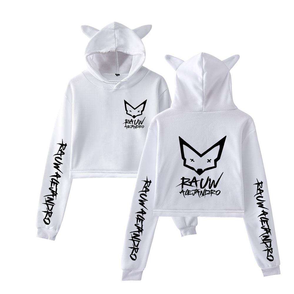 Sexy Women Rauw Alejandro Print Cropped Sweatshirts Oversize Loose Harajuku Pullovers Korean Casual Tops