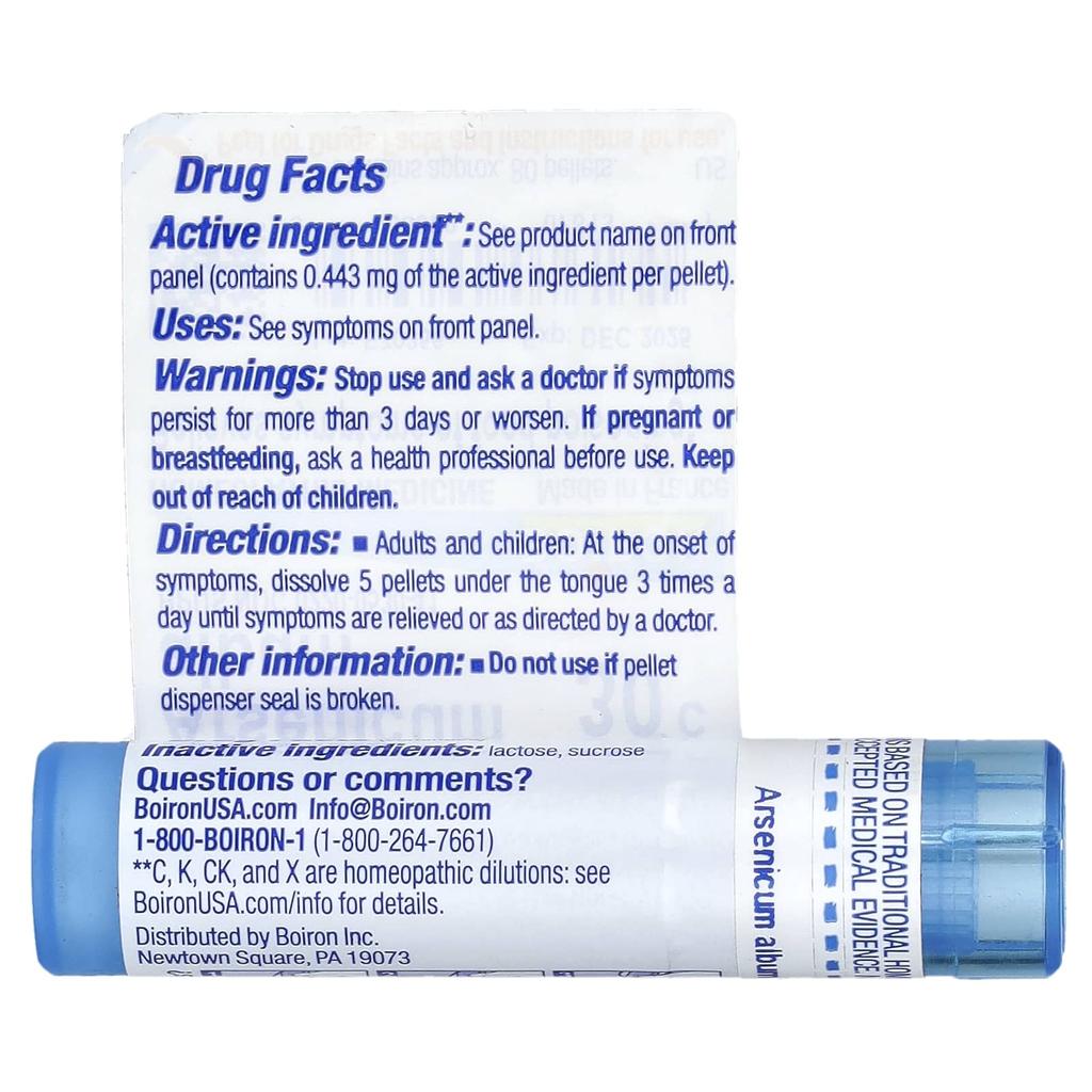 Boiron, Arsenicum album, 30C, Linderung von Lebensmittelvergiftung, ca. 80 Globuli