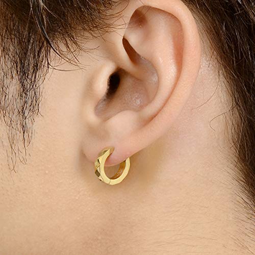Lionheart Men's Single Earring, Stainless Steel Hoop, Gold Color, Perfect for Boyfriends, Simple Design