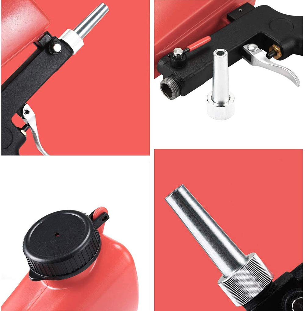 WINGONEER Air Sandblasting Gun, Small Handheld Portable Sandblasting Gun, Red