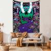 Psychedelic Three Eyed Skull Tapestry, Dark Fantasy Cyber Style Background Gothic Style Room Decoration
